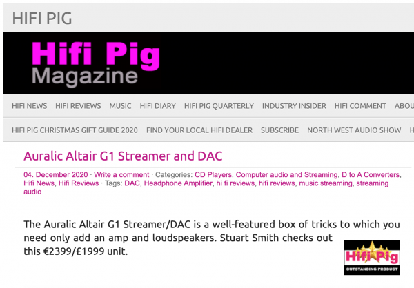 AURALiC ALTAIR G1流媒体播放器/解码器，功能齐全的一体机，只需要再加一台放大器和扬声器即可插图